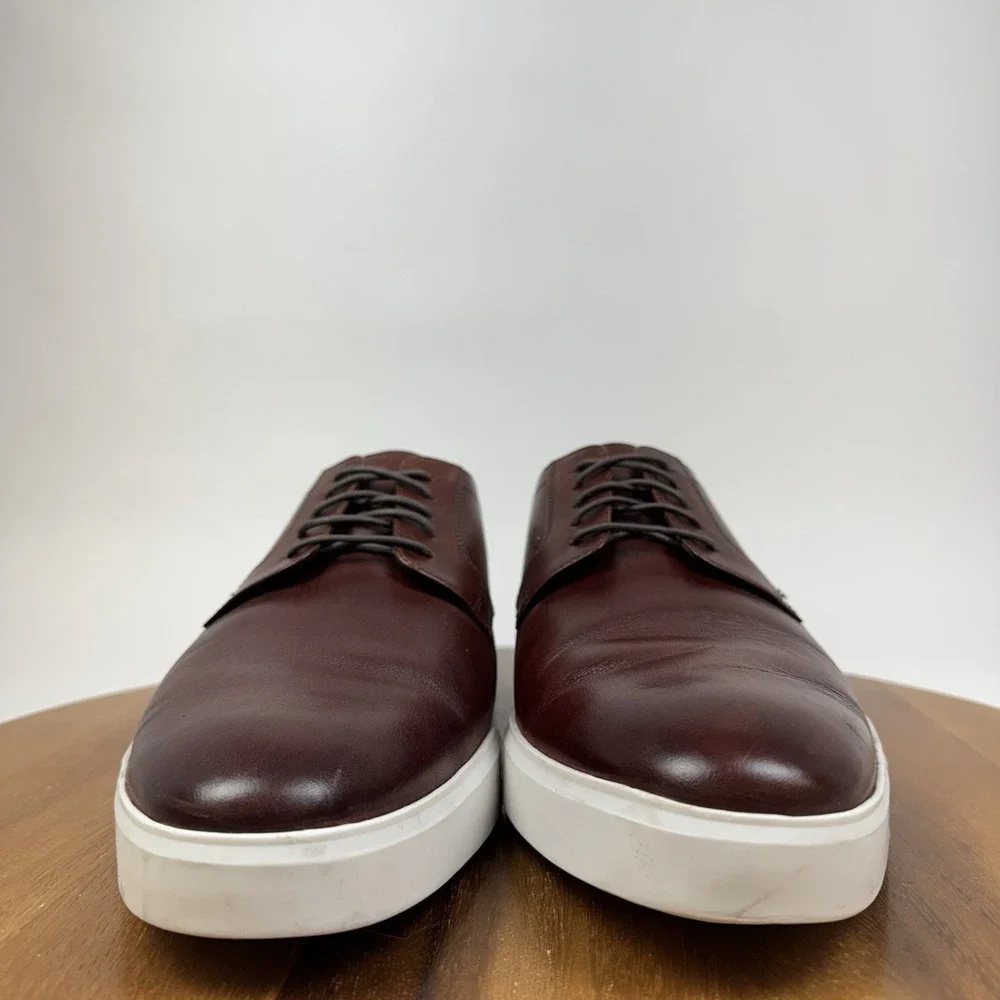 Mens Johnston & Murphy Bolivar Burnished Brown Leather Dress Shoes Oxfords SZ 12